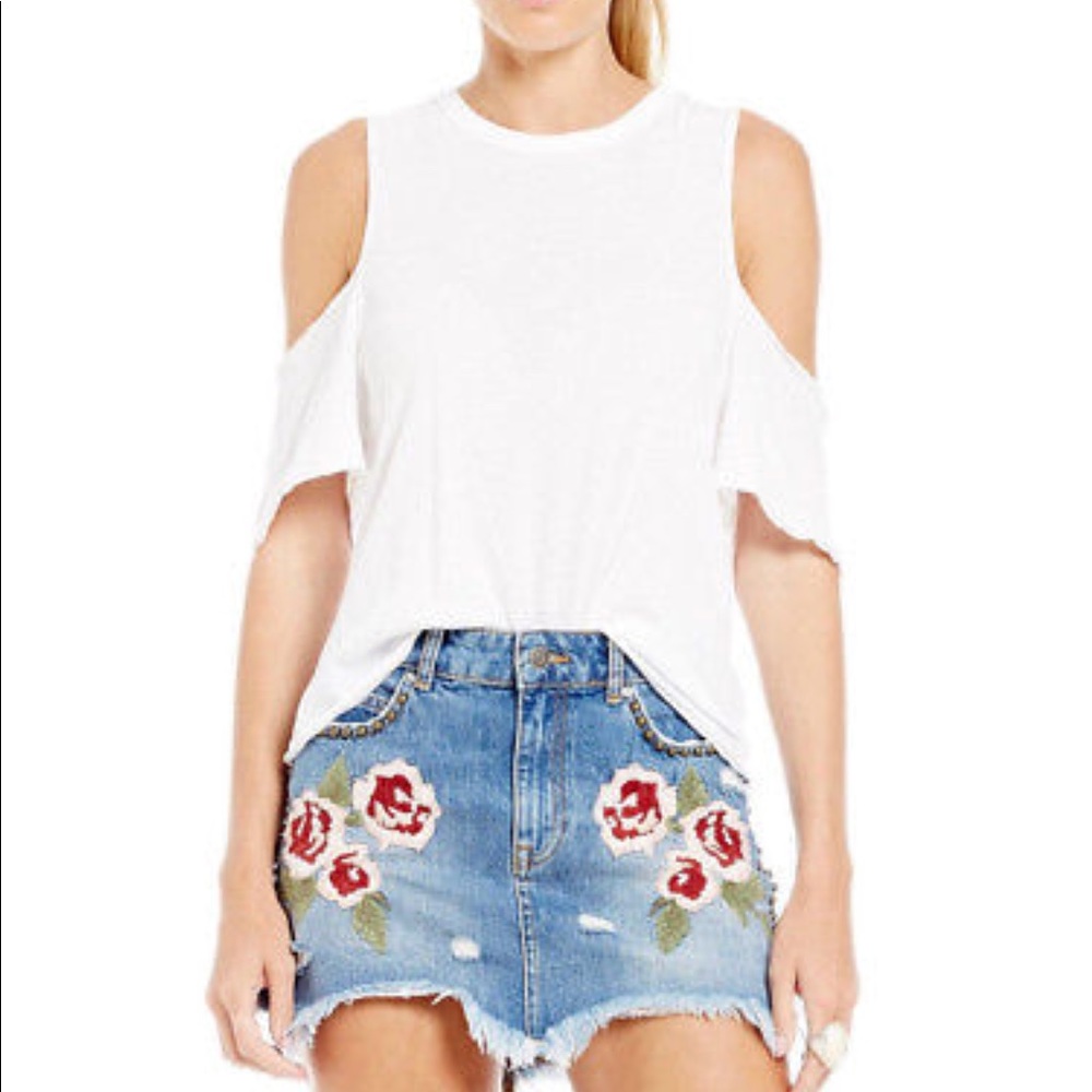 Free People Taurus Cold-Shoulder Tee in White